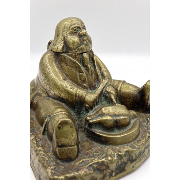 Antique Daniel Lambert Brass Inkwell: English Office Decor, 1900s - Picture 10 of 10